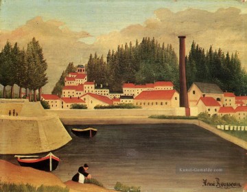  dorf - Dorf in der Nähe einer Fabrik 1908 Henri Rousseau Post Impressionismus Naive Primitivismus